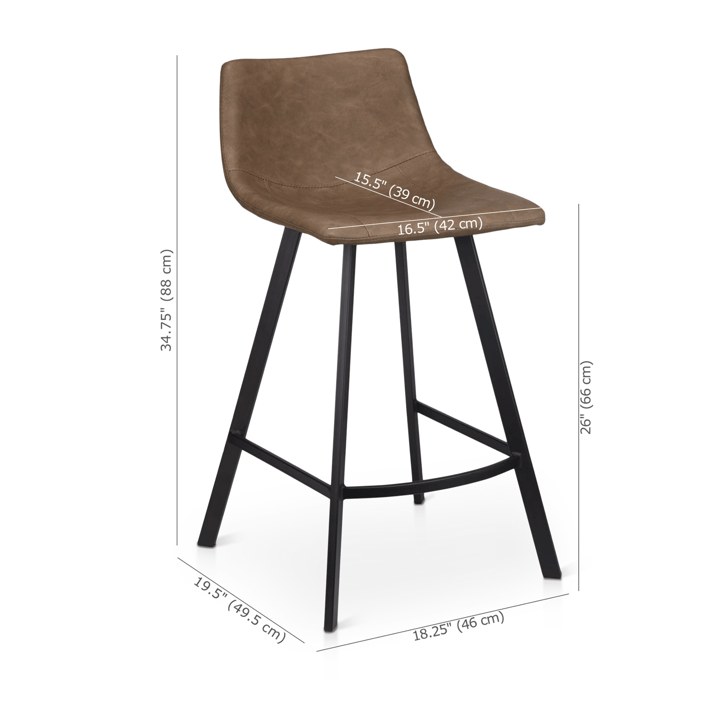 Faux Leather and Metal Bar Stool