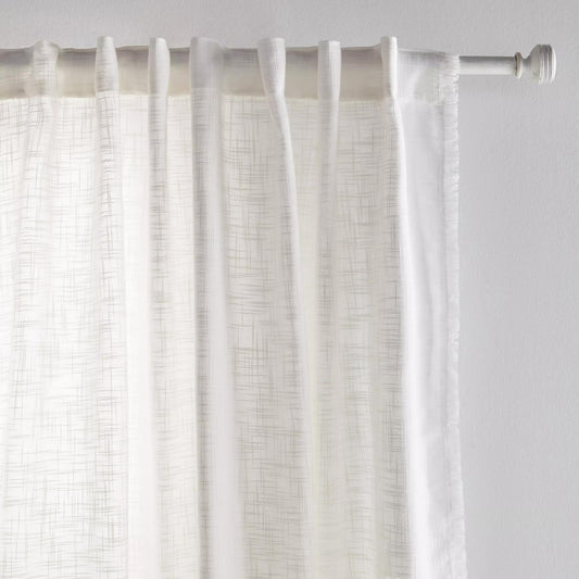 White Nuk Back-Tab/Rod-Pocket Curtain