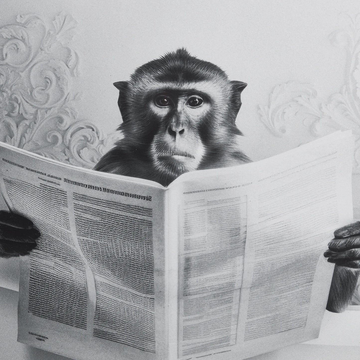Monkey in Bathtub Printed Framed Canvas
