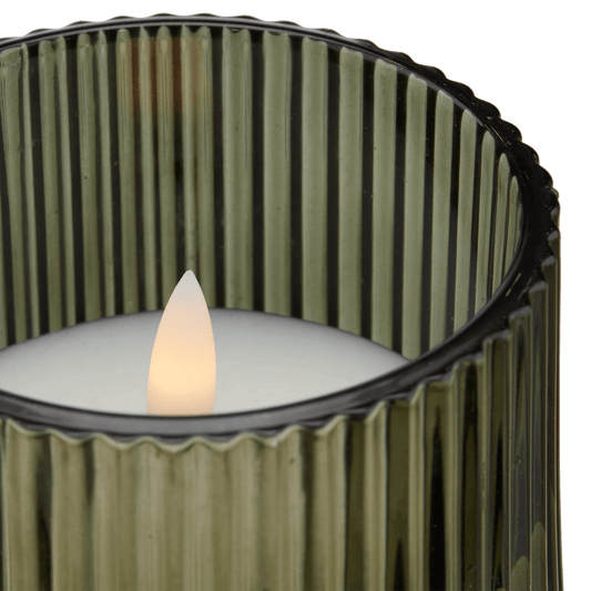 Ribbed Glass LED Candle