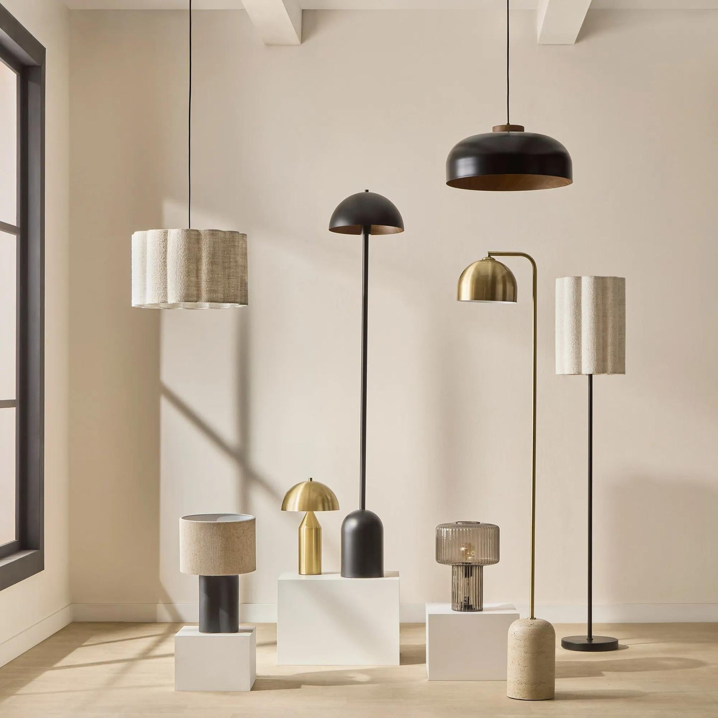 Smoky Ribbed Glass Table Lamp