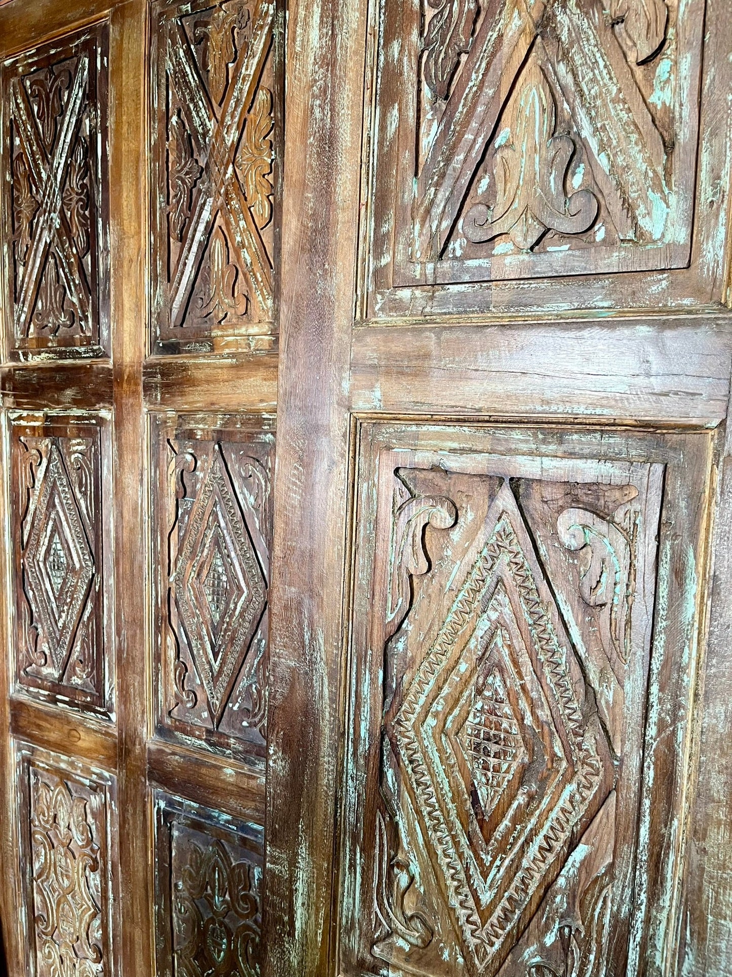 Vintage Carved Door Reclaimed Wood Farmhouse Barn Door 84x36