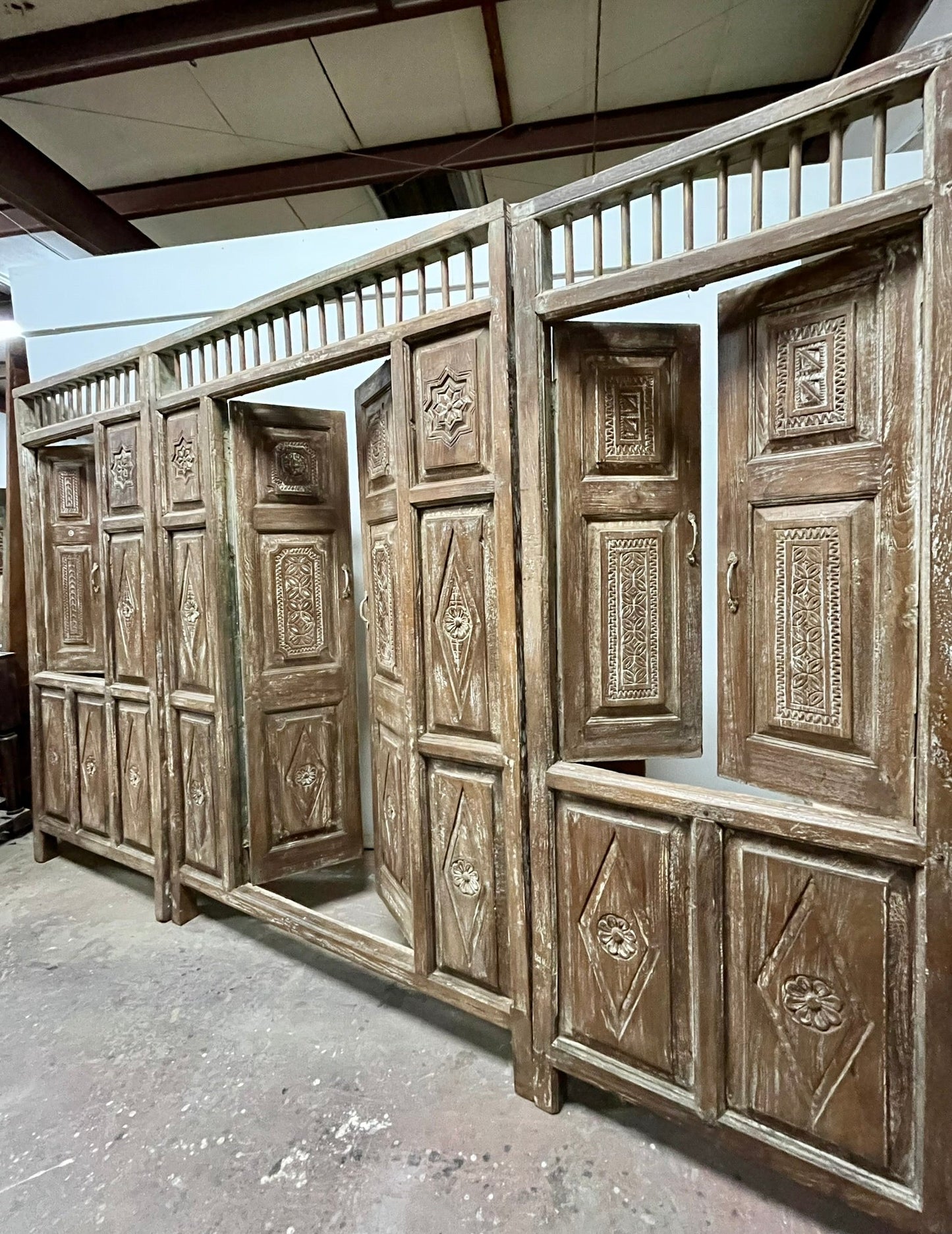 Antique Carved Door Rustic Teak Wood Handcarved Garden Gates 84X59
