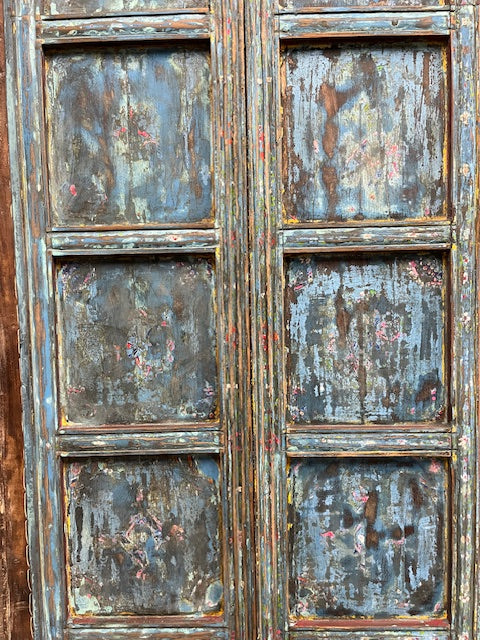 Antique Arched Door Garden Gates Blue Farmhouse Barn Doors 96x44