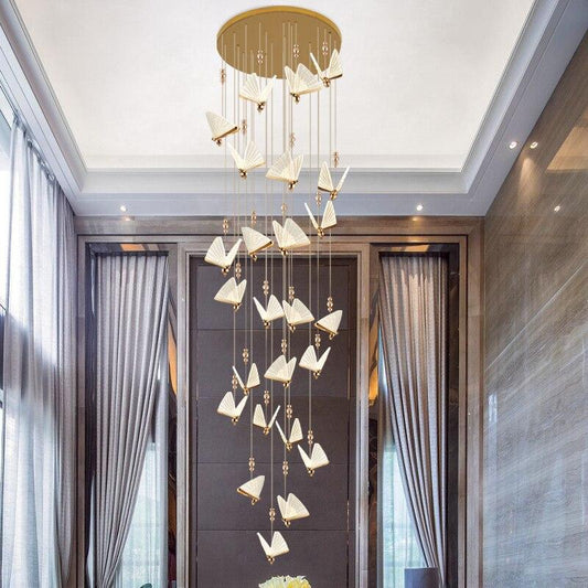 Butterfly Stair Chandelier Dining Room Ceiling Pendant Light Exhibition Hall Attic Large Chandelier