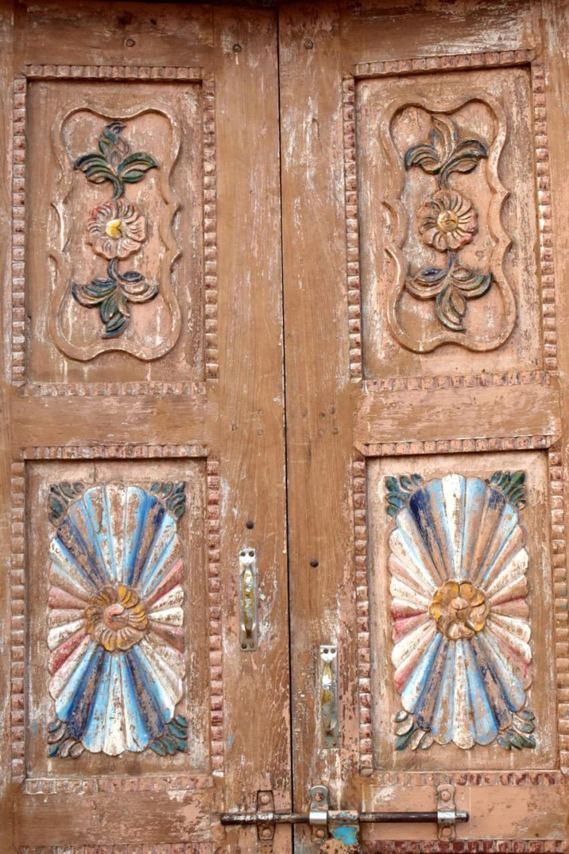 Antique Carved Doors Indo French Sandwash Teak Garden Door Doors 98