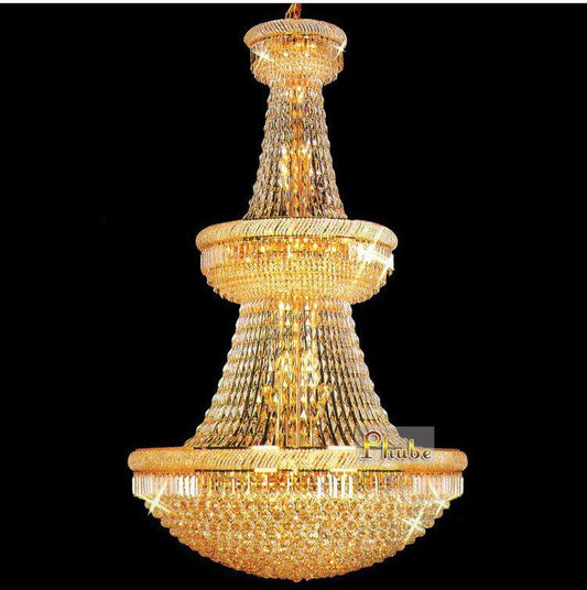 Large Foyer Crystal Chandelier Light Fixture Gold /Chrome Crystal Chandelier Used In Villa Hotel Duplex Buildings (Gold Lamp body Width 100cm H150cm)