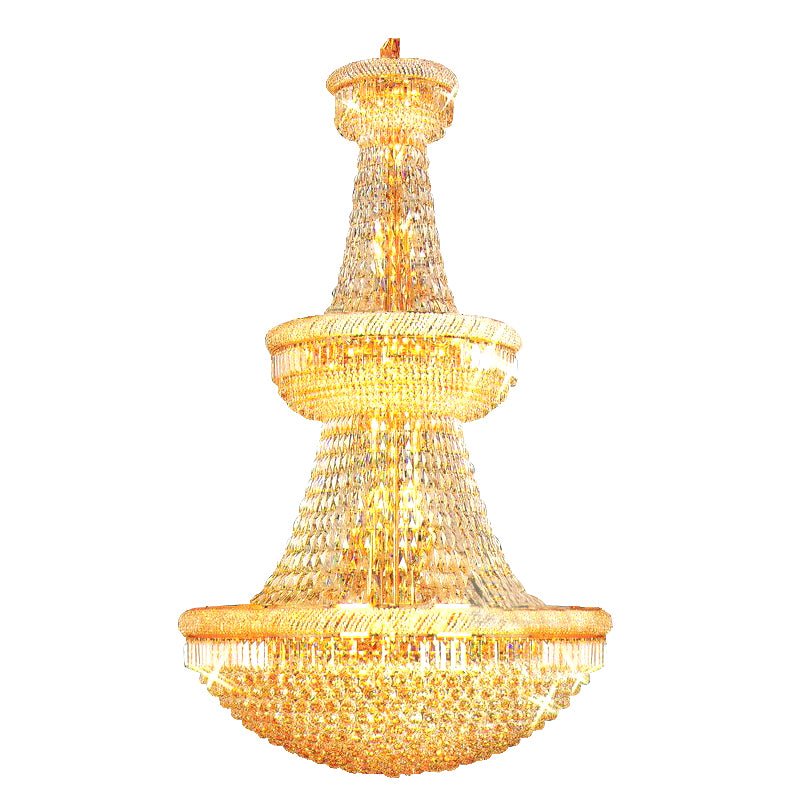 Large Foyer Crystal Chandelier Light Fixture Gold /Chrome Crystal Chandelier Used In Villa Hotel Duplex Buildings (Gold Lamp body Width 100cm H150cm)