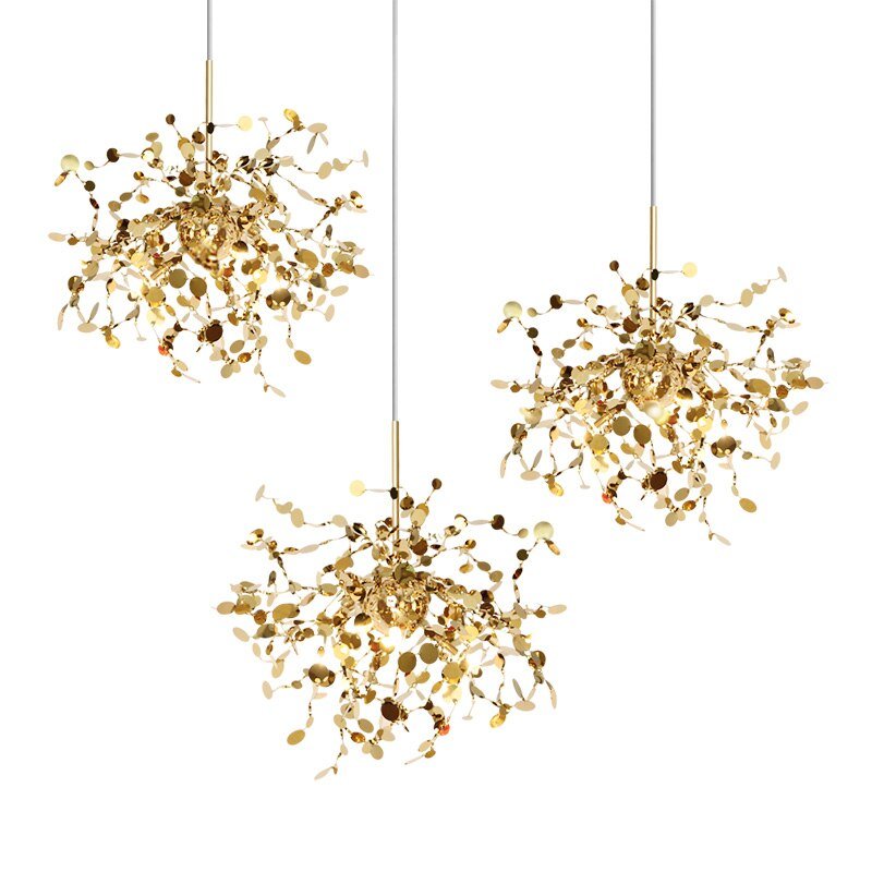 Round Shaped Gold LED Pendant Lights for Festive Décor – Ideal for Dining Rooms and Kitchens