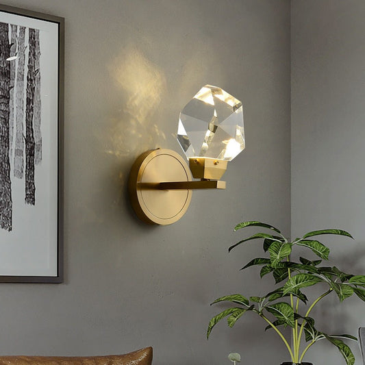 Modern Minimalist Crystal Wall Lamp Living Room Bedroom Bedsize Diamond Design Wall Light Sconces