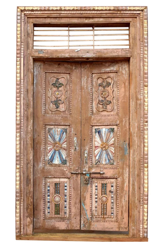 Antique Carved Doors Indo French Sandwash Teak Garden Door Doors 98