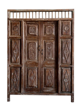 Antique Carved Door Rustic Teak Wood Handcarved Garden Gates 84X59