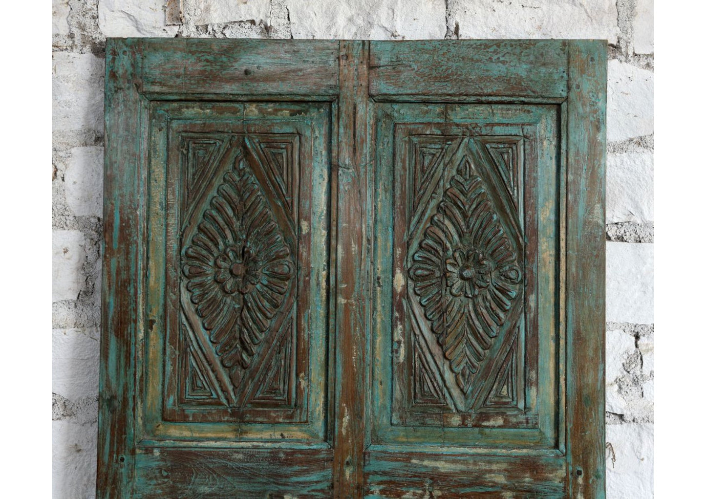 Vintage Carved Door Distressed Blue Rustic Farmhouse Closet Barn Door 80x38