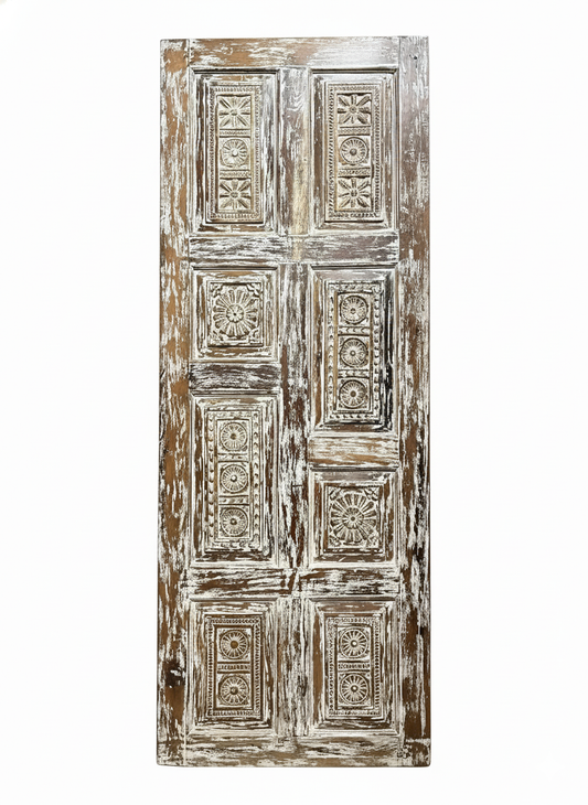 Reclaimed Wood Vintage Carved Barn Door Farmhouse Statement Door 80x30