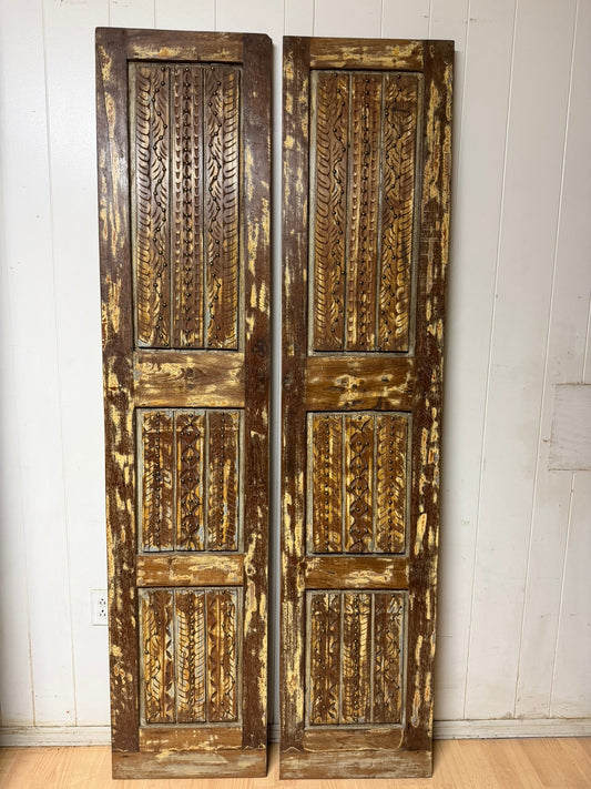 Antique Doors Carved Solid Wood Rustic Barndoors with Brass Studs 80