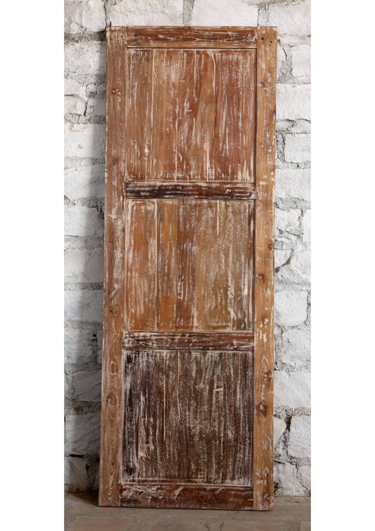 Antique Carved Door Distressed White Sliding or Hinged Barn Door 80x29