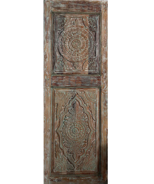 Vintage Lotus Carved Door – Rustic Harmony Wooden Barn Door 80x28