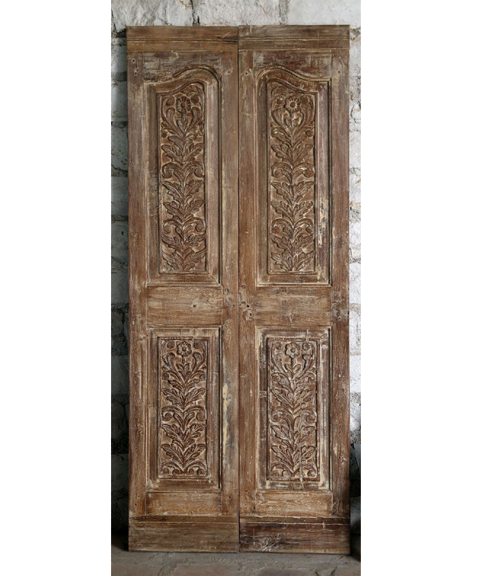 Antique Floral Carved Pantry Door Hinged or Sliding Double Doors 80x34