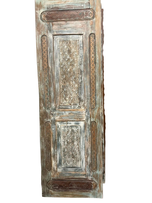 Vintage Carved Wooden Door Rustic Hinged or Farmhouse Barn Door 96x30