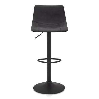 Black Textured Faux Leather & Metal Adjustable Bar Stool