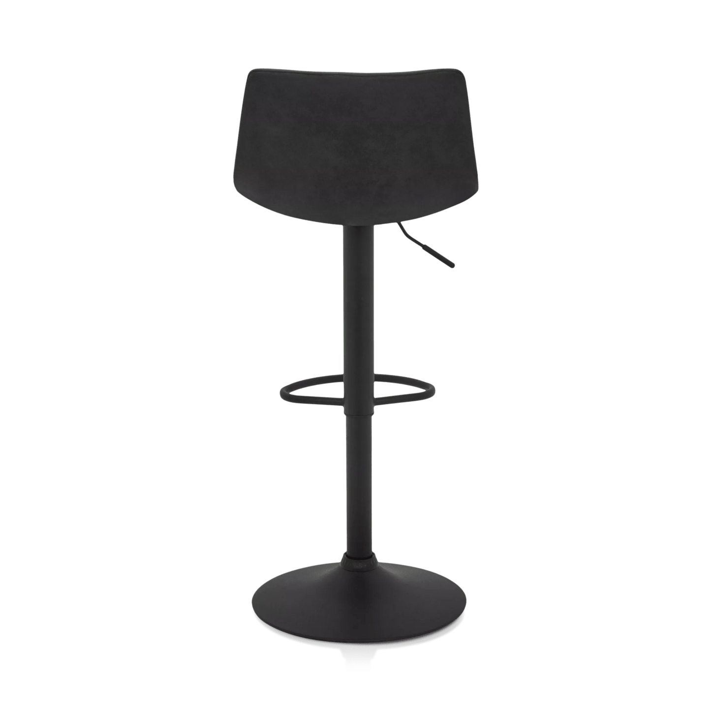 Black Textured Faux Leather & Metal Adjustable Bar Stool