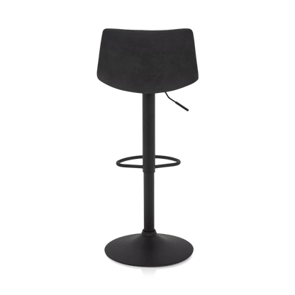 Black Textured Faux Leather & Metal Adjustable Bar Stool
