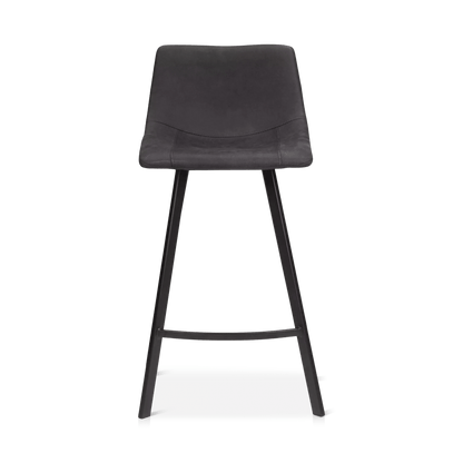 Textured Faux Leather and Metal Bar Stool