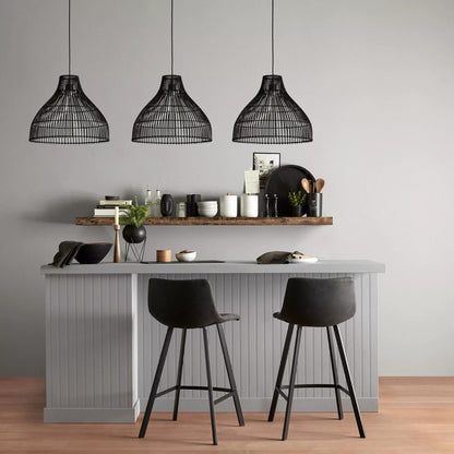 Textured Faux Leather and Metal Bar Stool