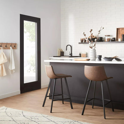 Faux Leather and Metal Bar Stool