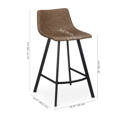 Faux Leather and Metal Bar Stool
