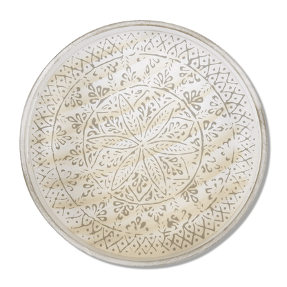 Round Patterned Wood Tray