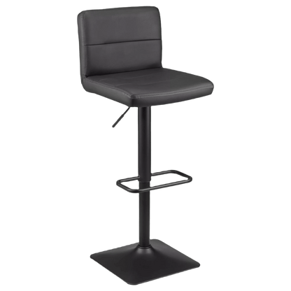 Black Matte Faux Leather and Metal Adjustable Bar Stool