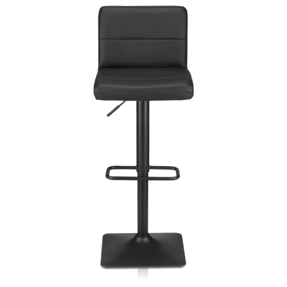 Black Matte Faux Leather and Metal Adjustable Bar Stool