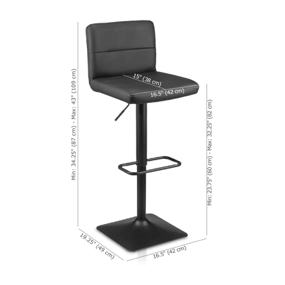 Black Matte Faux Leather and Metal Adjustable Bar Stool
