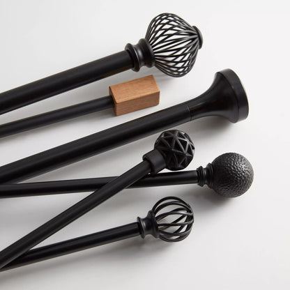 Black Coppola Curtain Rod Set - Diameter 25 mm
