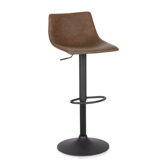 Faux Leather and Metal Adjustable Bar Stool