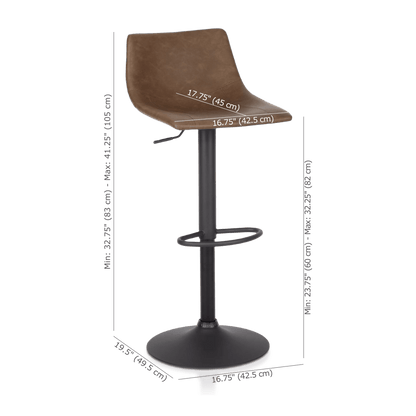 Faux Leather and Metal Adjustable Bar Stool