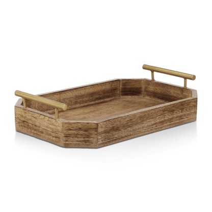 Wood Rectangular Tray with Handles
