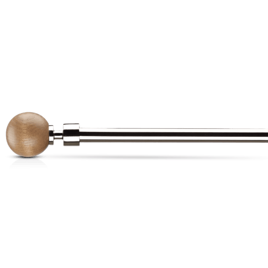 Natural Wood Curtain Rod Set - Diameter 22/25mm