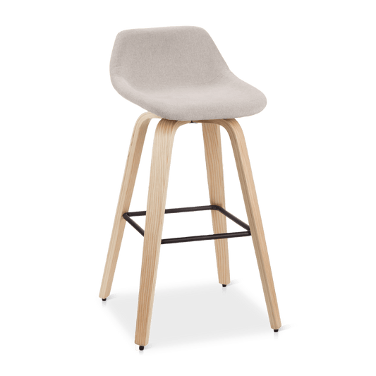 Fabric and Natural Wood Stool