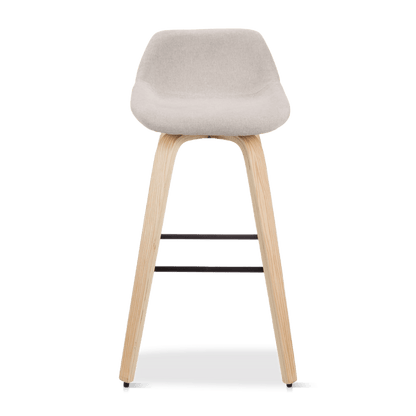 Fabric and Natural Wood Stool