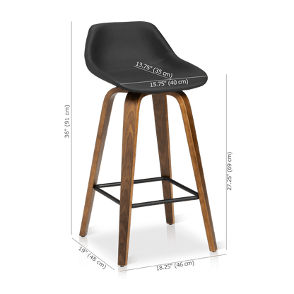 Faux Leather and Walnut Wood Bar Stool