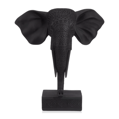 Black Resin Elephant on Stand