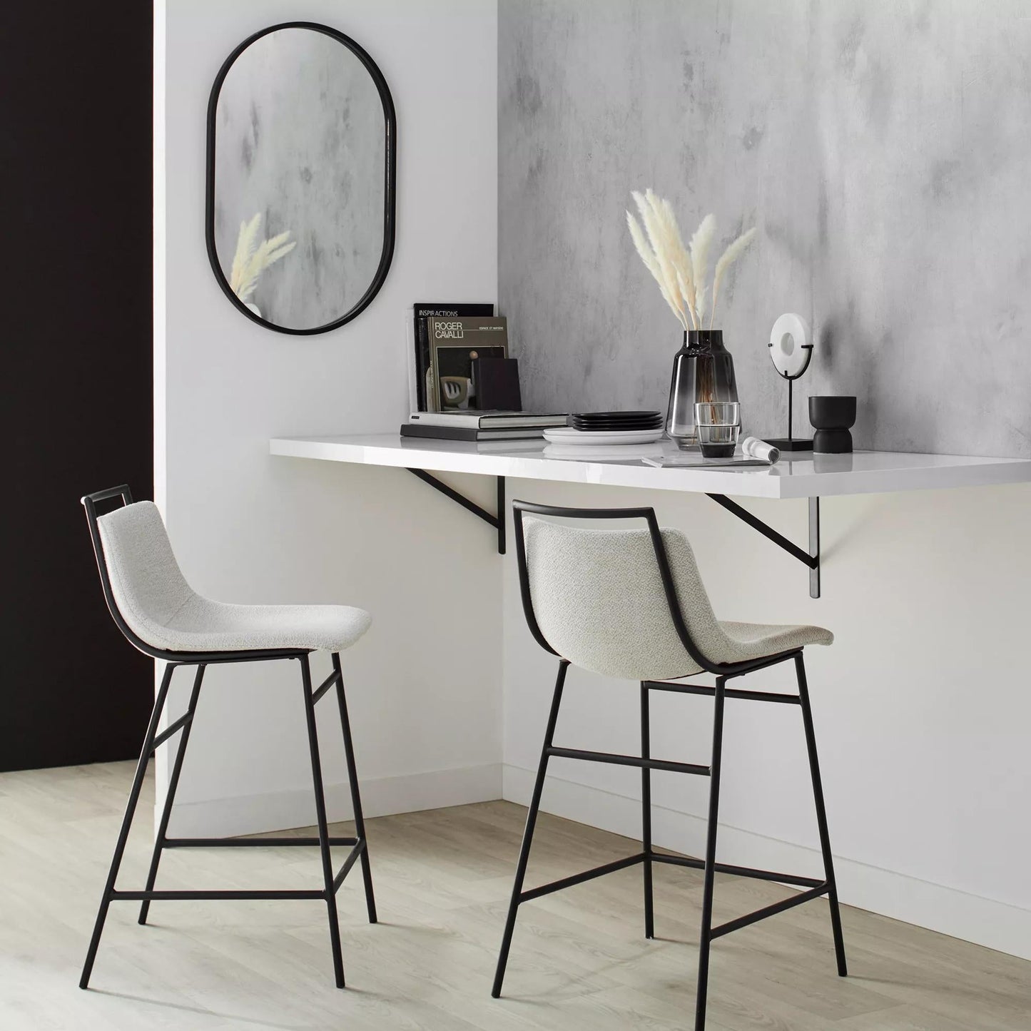 Fabric and Metal Counter Stool