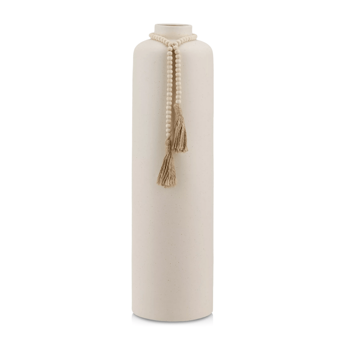 Ceramic Floor Vase with Beaded Tassels