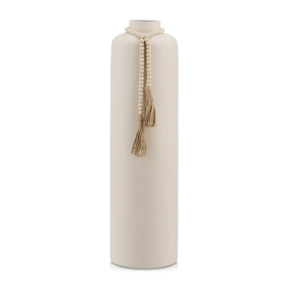 Ceramic Floor Vase with Beaded Tassels