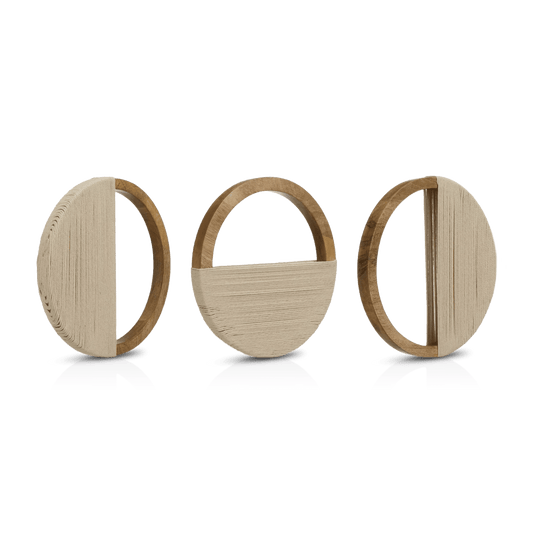 Set of 3 Mango Wood and Rope Circle Wall Decor