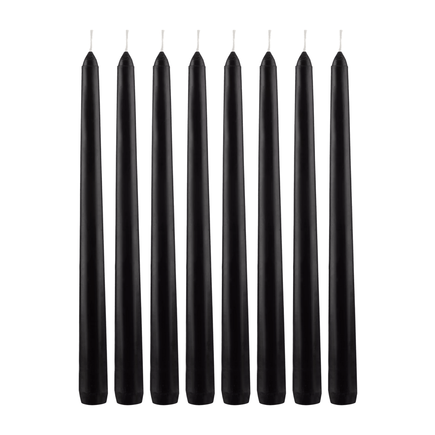 Set of 8 Unscented Tapered Black Candles