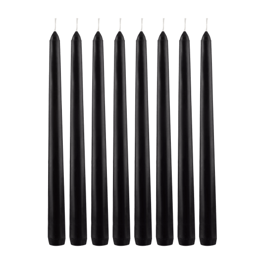 Set of 8 Unscented Tapered Black Candles