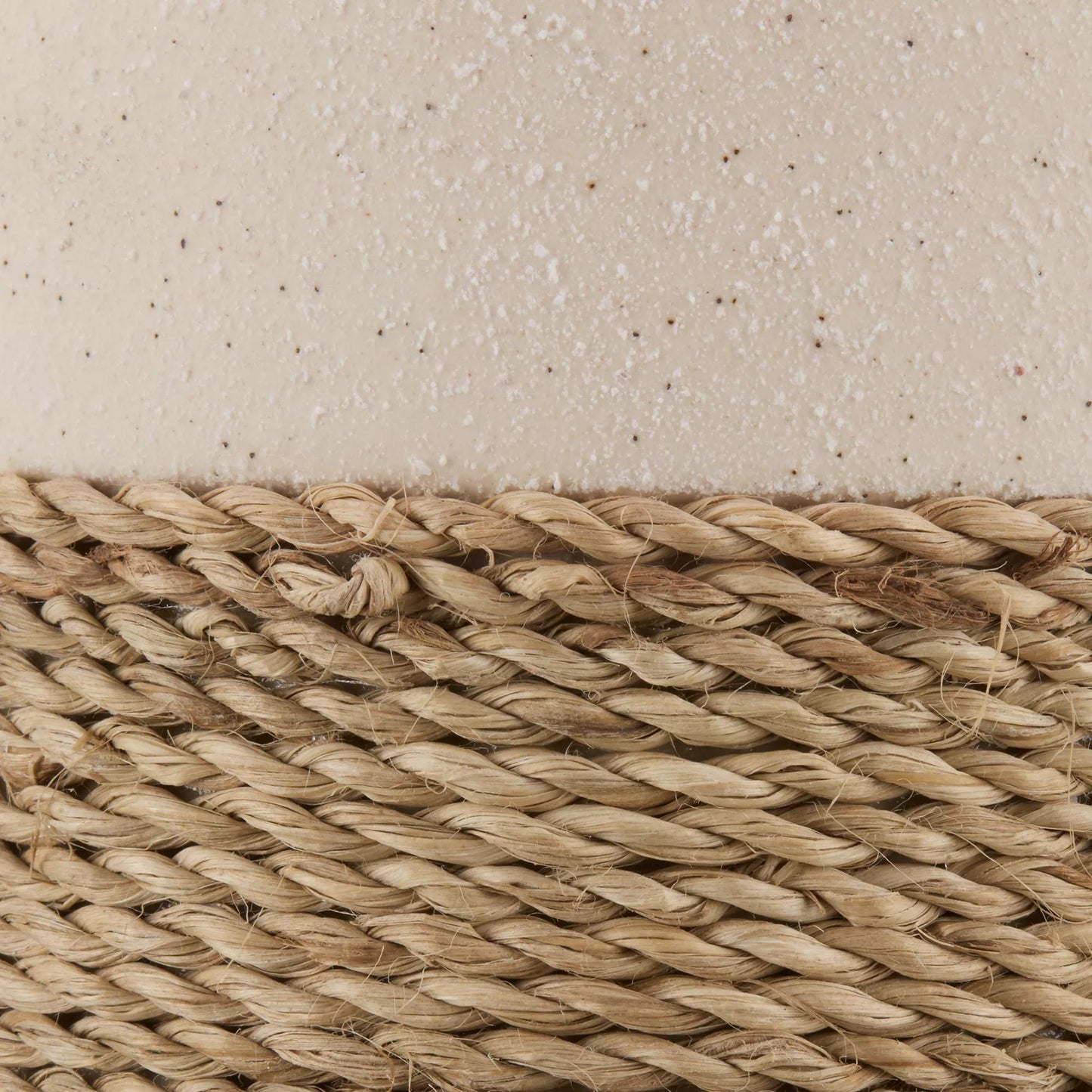 Speckled Ceramic and Rattan Vase